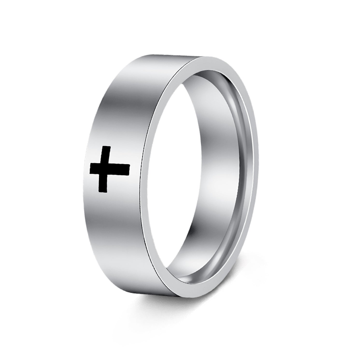 Planderful Everyday Genie Cross Stainless Steel Ring Unisex 6mm 8mm Protective Statement Jewelry