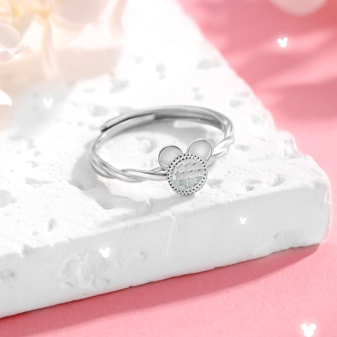 Mickey S925 Sterling Silver Ring Fairy Tale Whimsical Adjustable For Girlfriend Planderful