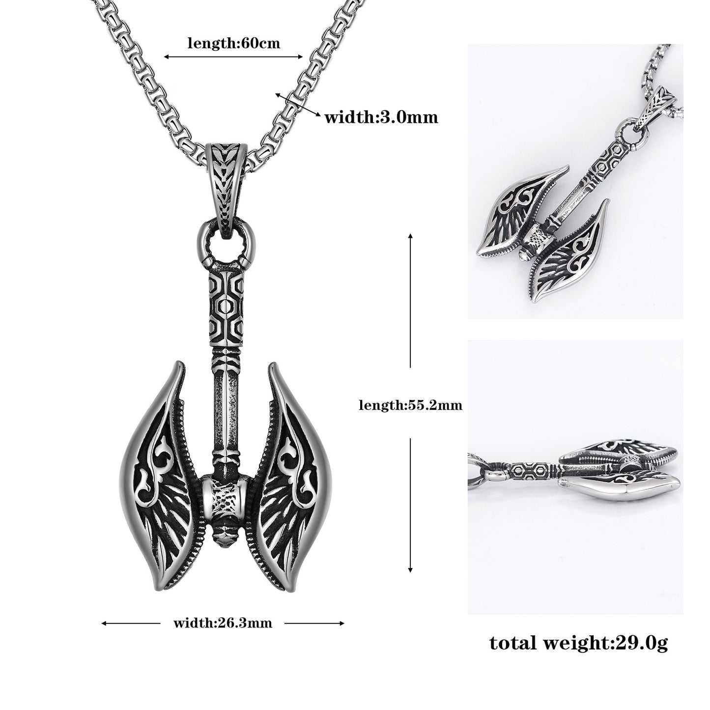 Steel Necklace - Vintage Nordic Amulet Gothic Pirate Tomahawk Design For Men Gift For Him