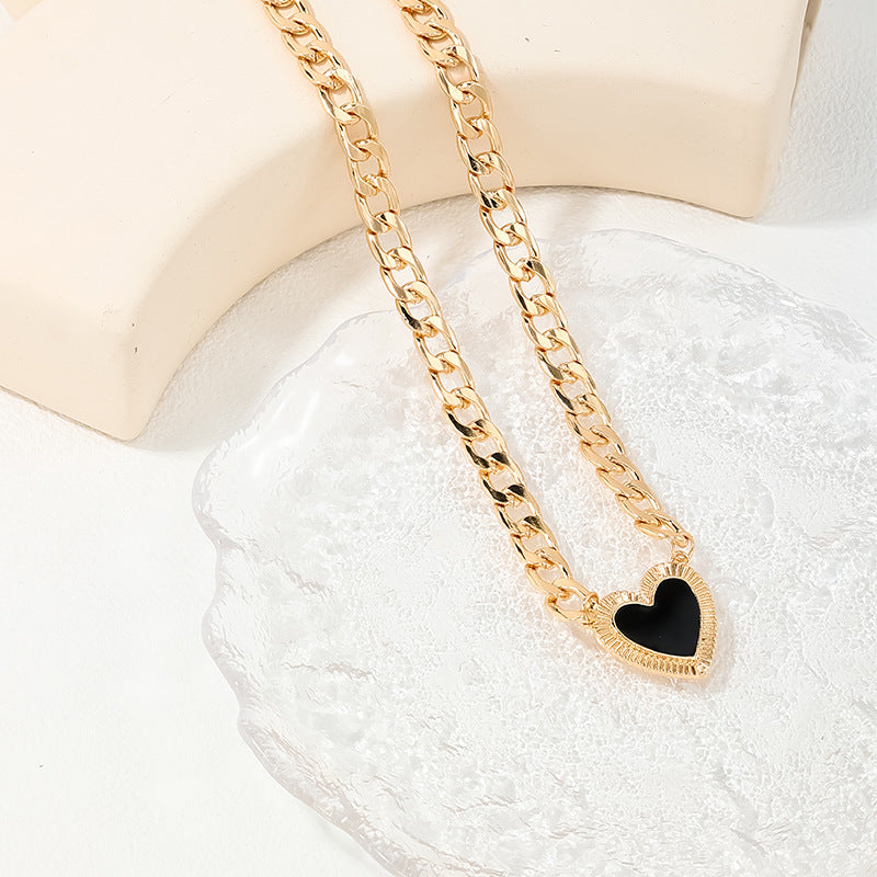 European and American Heart-Shaped Earrings Set with Stylish Metal Necklaces and Accessories