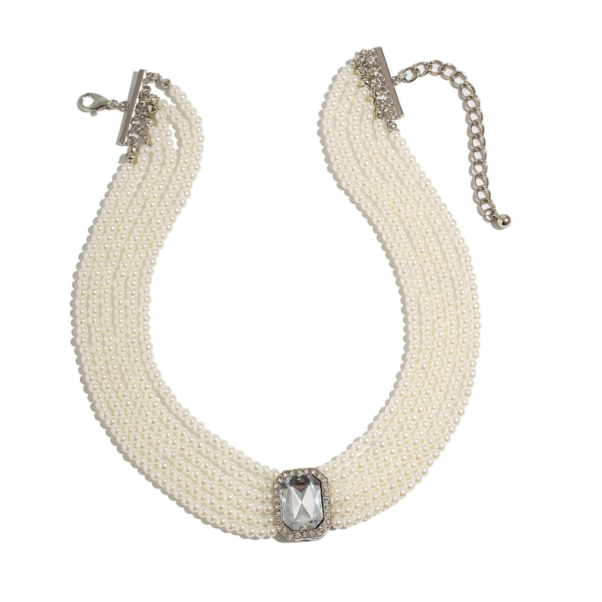 French Pearl & Crystal-Style Layered Choker