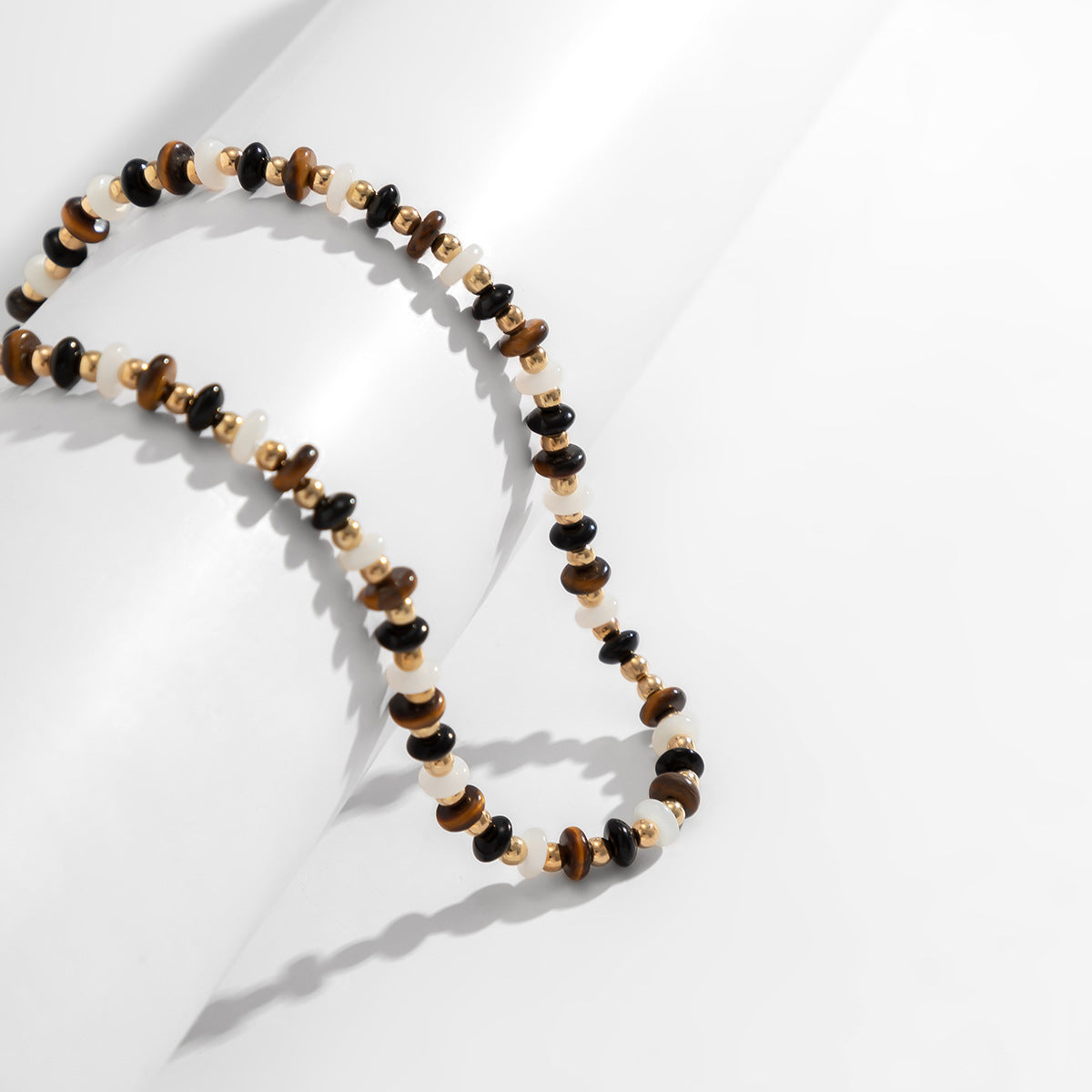 Planderful Vienna Verve Beaded Tiger Stone Necklace For Women Geometric Glass Beads Retro Handmade Statement Jewelry