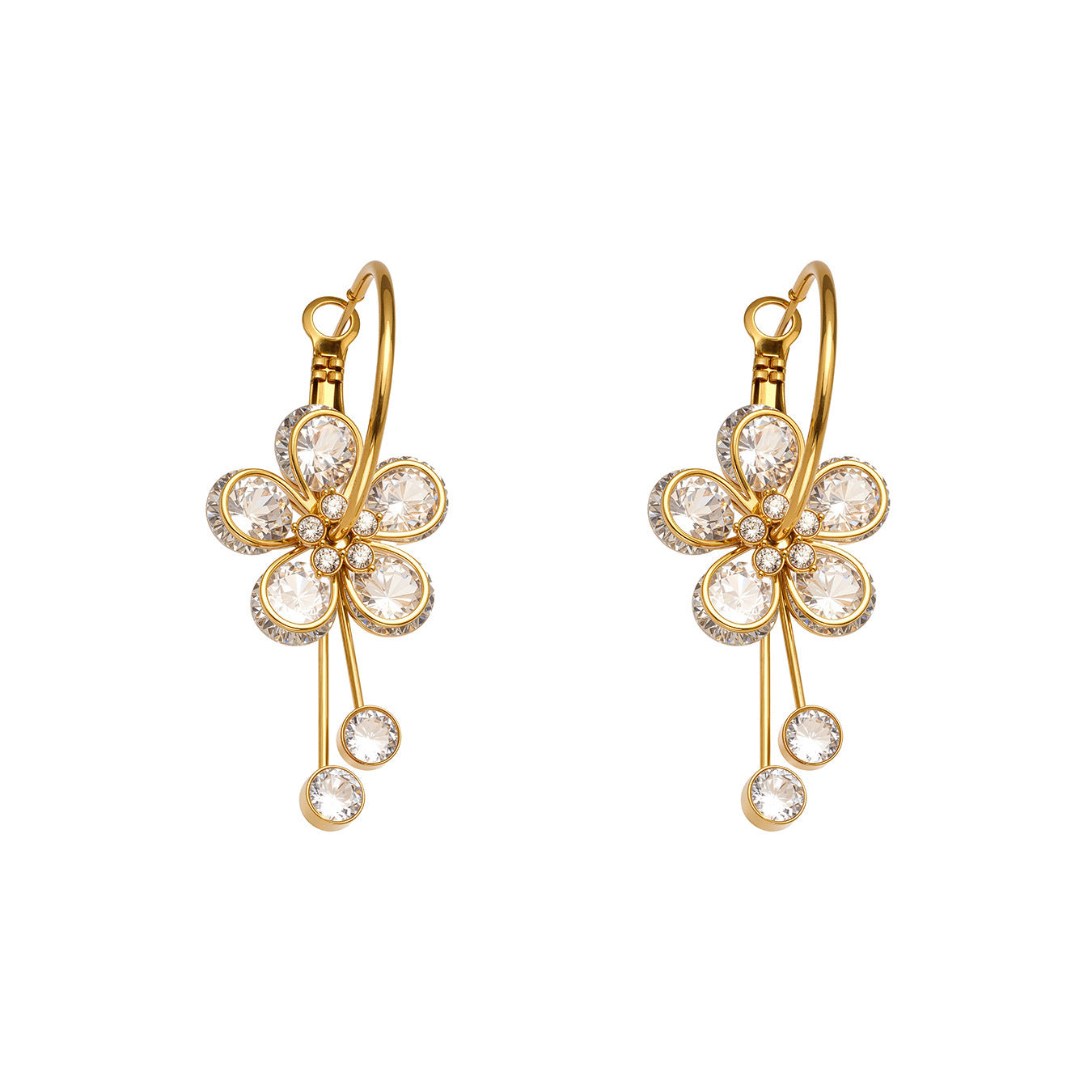Planderful Zircon Fringed Earrings Gold Plated Glam Women