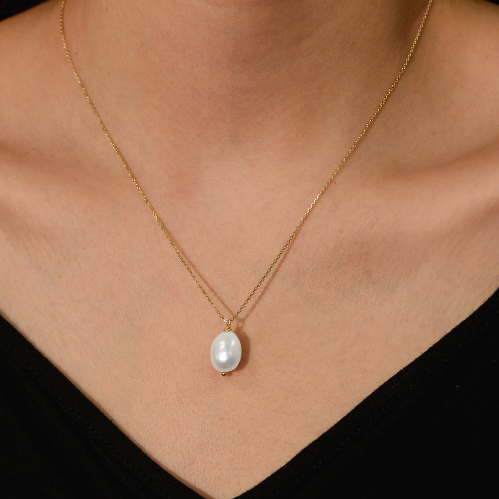 Planderful S925 Sterling Silver Pearl Necklace Natural Baroque Freshwater Pearls For Women Luxurious Collarbone Chain