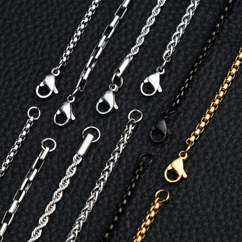 Pearl Bead Chain DIY Stainless Steel Men's Pendant Necklace