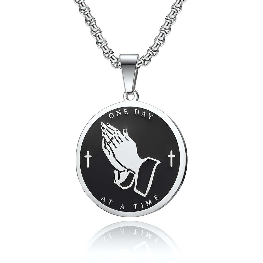 Prayer Hands Necklace Planderful Titanium Steel For Men And Women Hip Hop Retro Style Jewelry