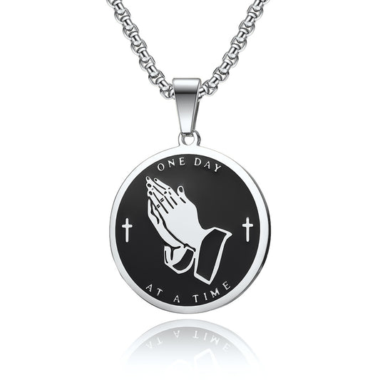 Prayer Hands Necklace Planderful Titanium Steel For Men And Women Hip Hop Retro Style Jewelry