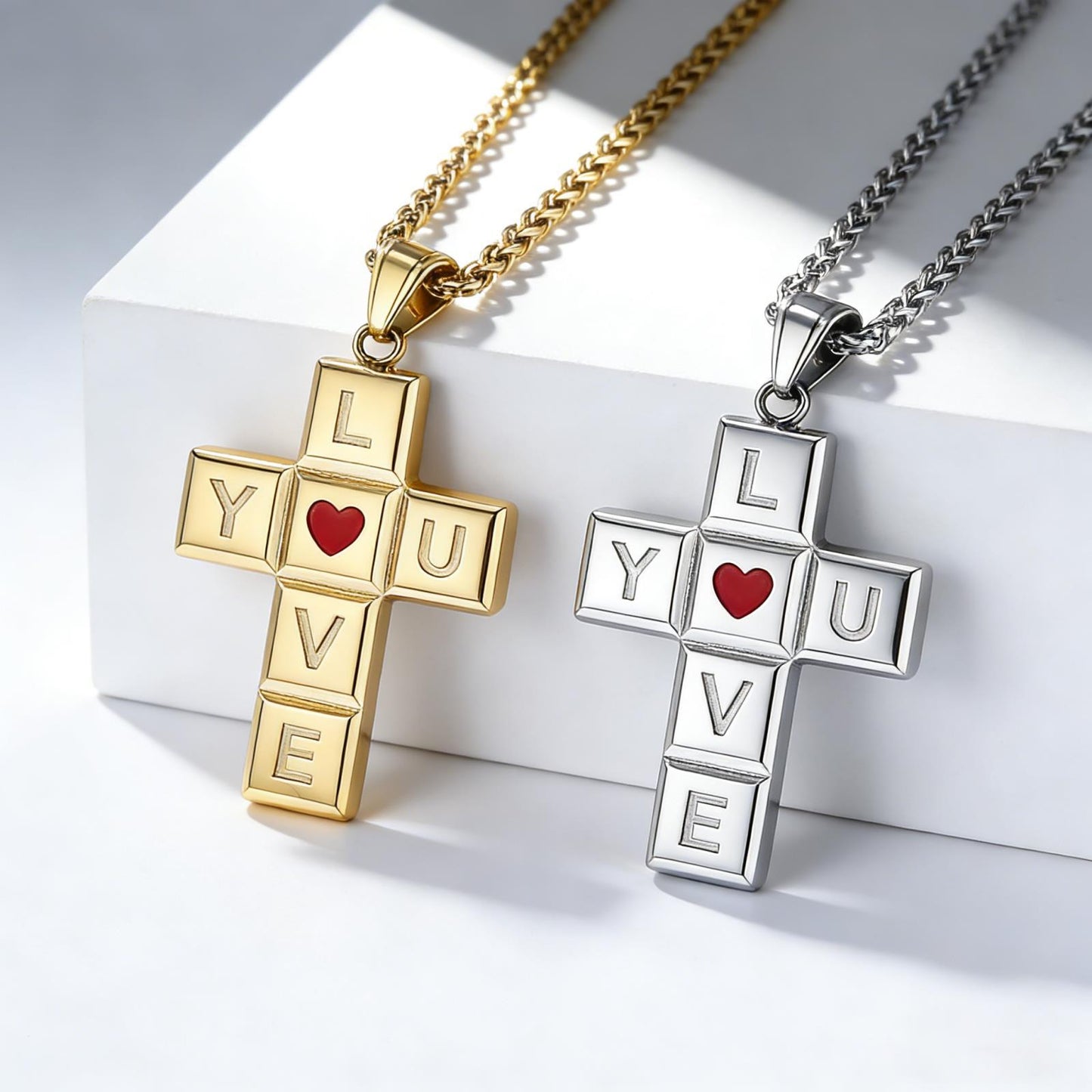 Planderful I Love You Cross Necklace Personalized Titanium Steel Pendant For Her Classic European American Style