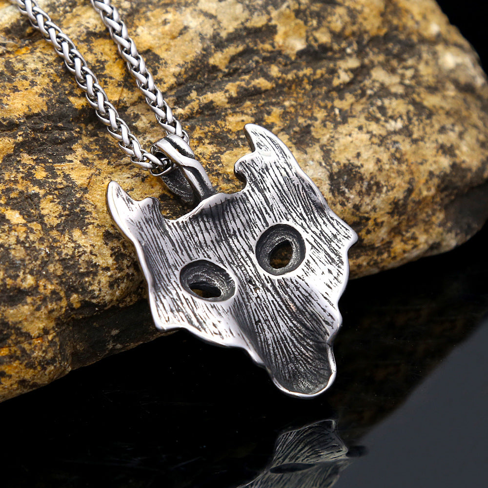 Men's Retro Titanium Steel Fox Pendant Necklace for Style