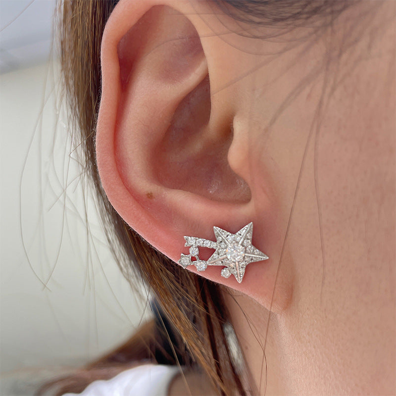 Planderful Moissanite Pentagram Earrings S925 Sterling Silver For Women Sparkling Everyday Wear
