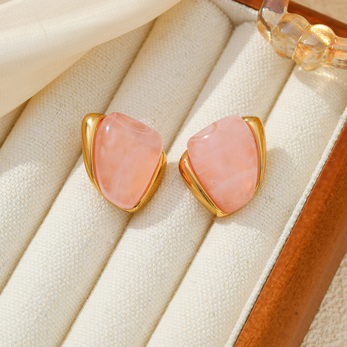 Planderful Vienna Verve Stainless Steel Stud Earrings Geometric Irregular Golden Edge Statement For Women