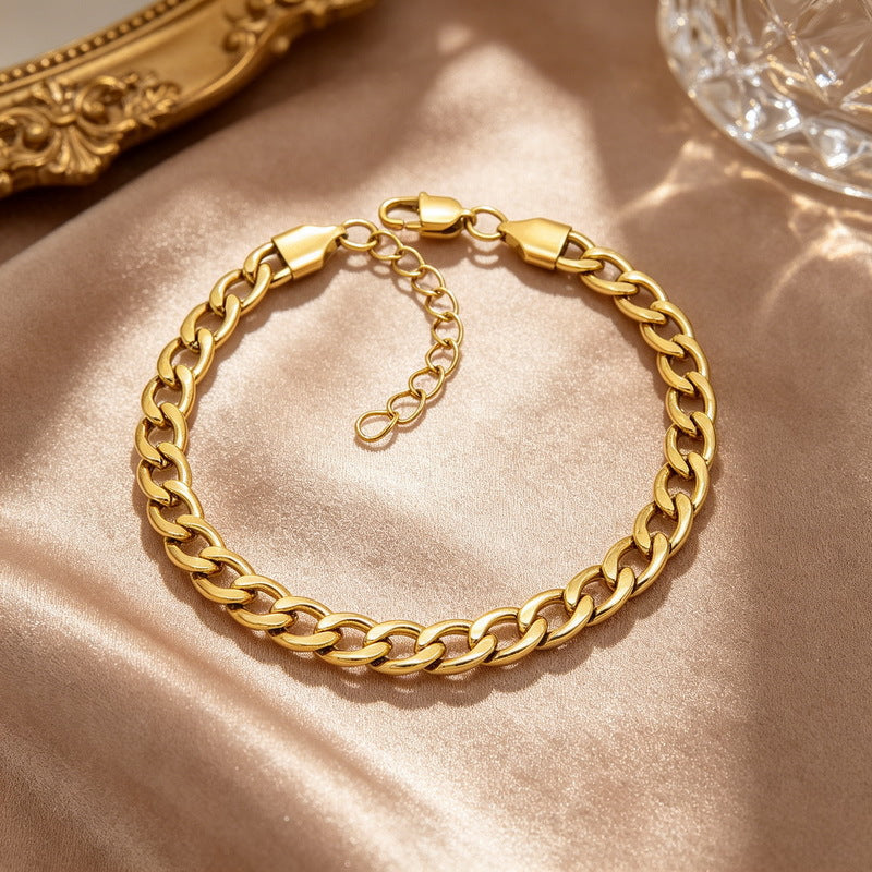 Minimalist Figaro Chain Stainless Steel Bracelet – Unisex Nk Chain Adjustable Handmade