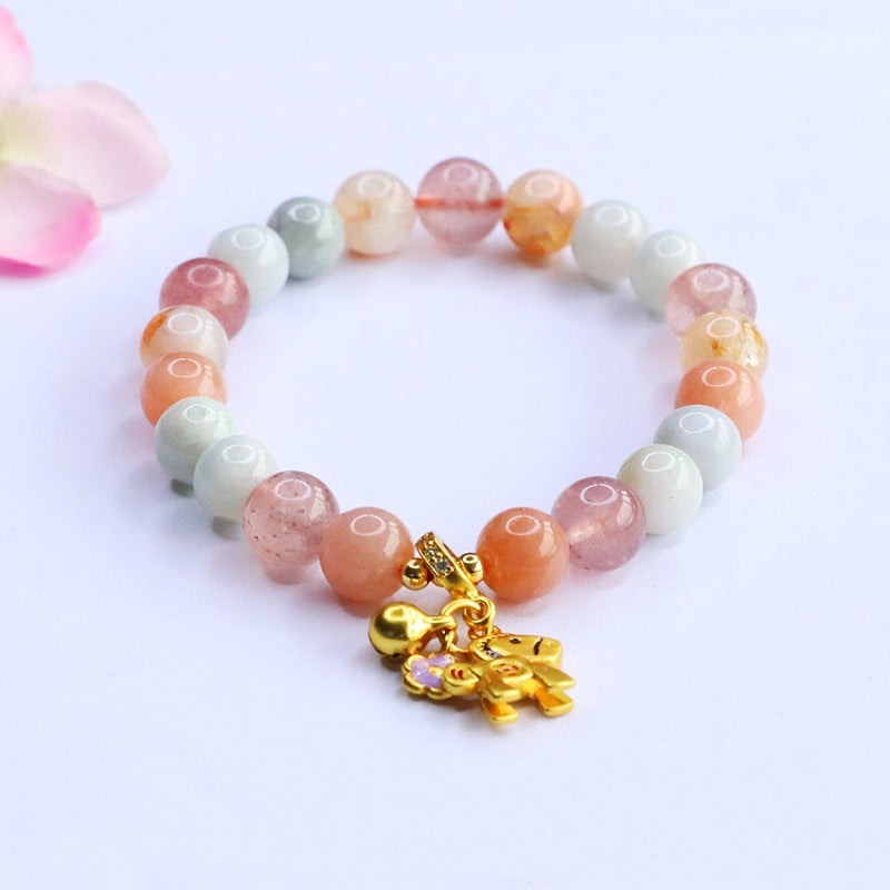 Jadeite Strawberry Quartz Beaded Bracelet