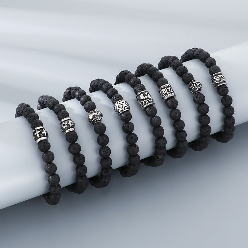 Planderful Genie Beaded Volcanic Stone Men Bracelet