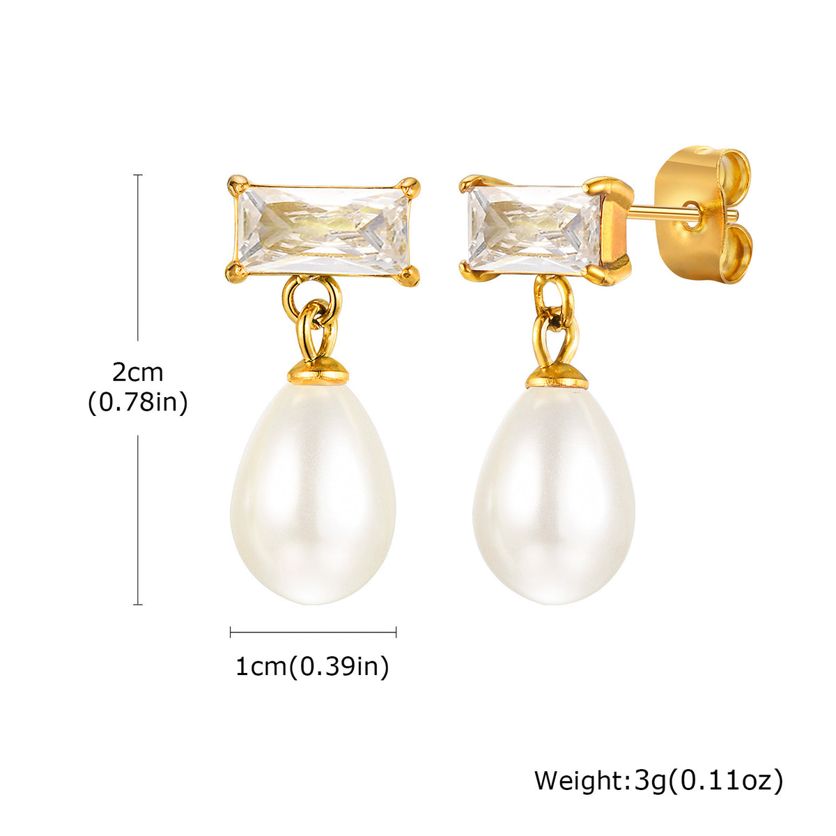 Stainless Steel Zircon Pearl Floral Earrings