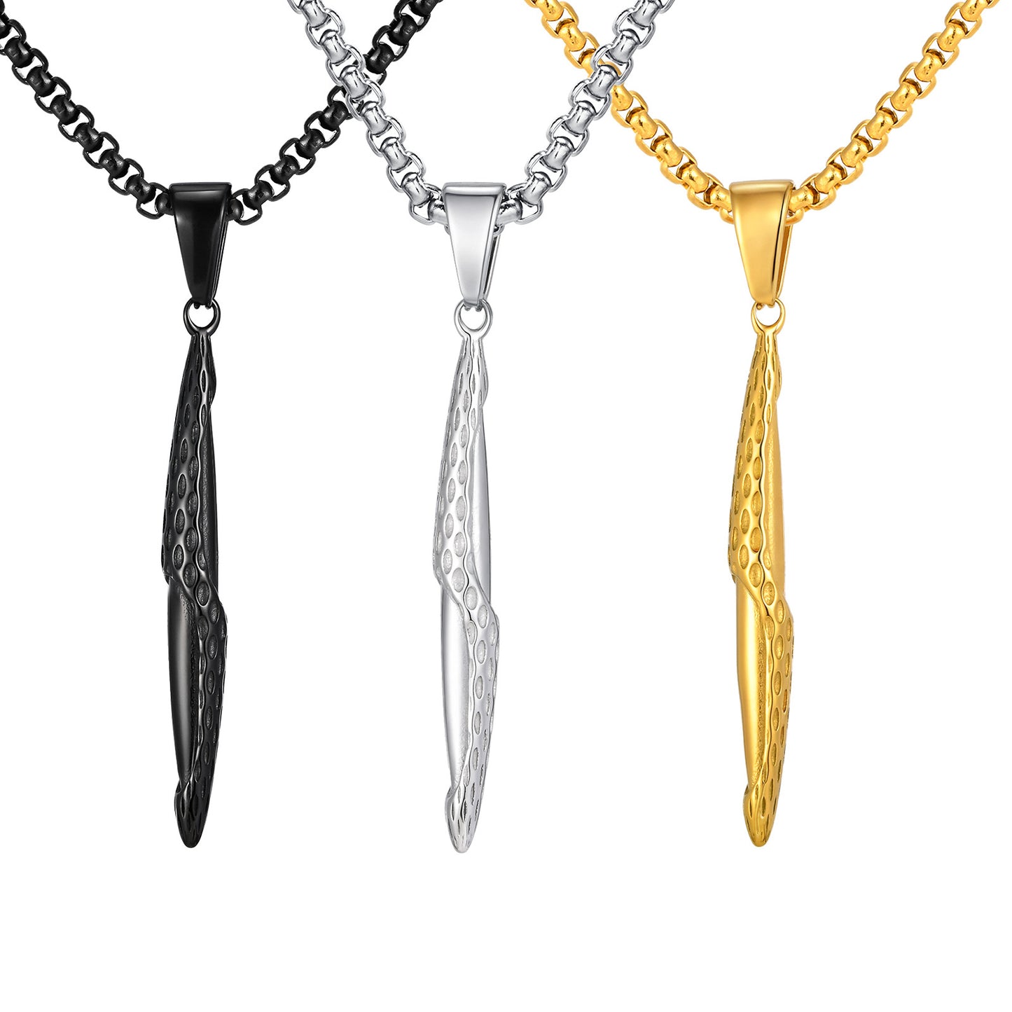 Planderful Black Stainless Steel Hammer Strip Pendant For Men