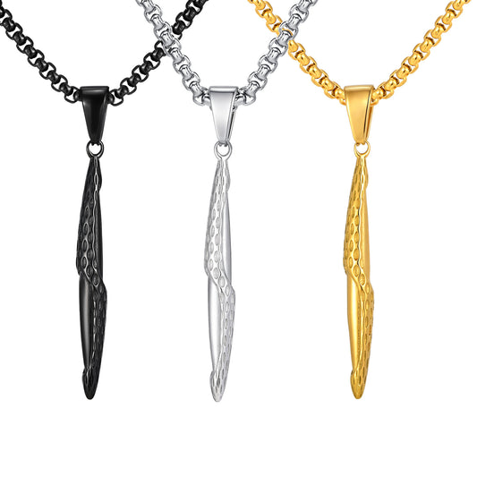 Planderful Black Stainless Steel Hammer Strip Pendant For Men