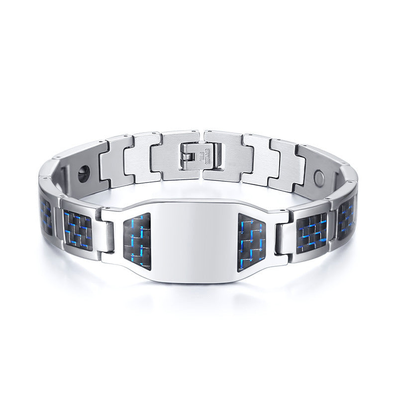 Carbon Fiber Black Stainless Steel Bracelet for Men