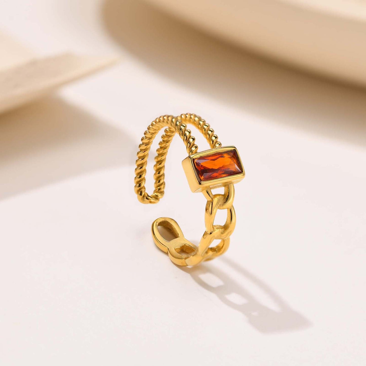 Cross-Border Jewelry Stainless Steel Zircon Open Ring