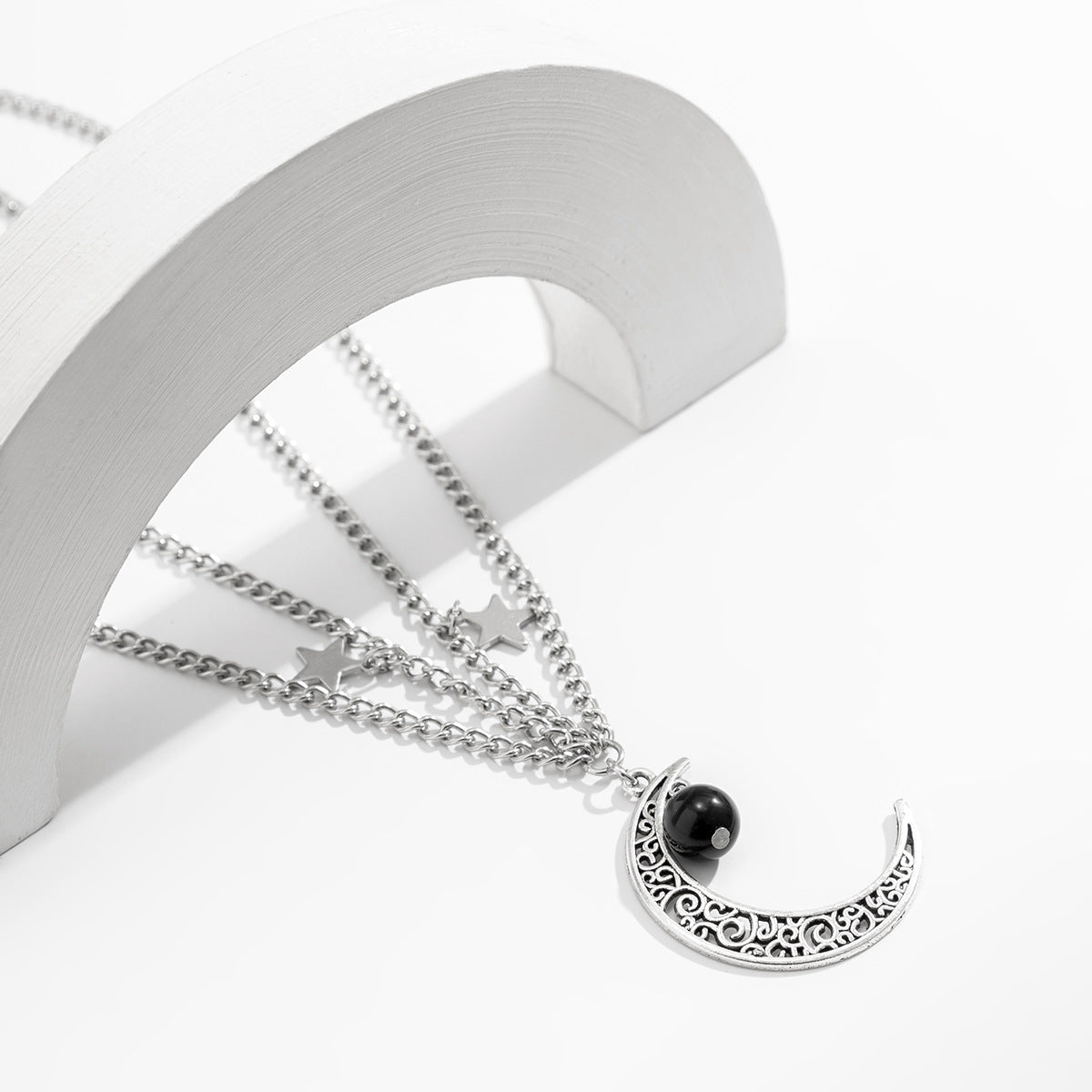 Planderful Vienna Verve Necklace – Retro Crescent Moon and Star Design