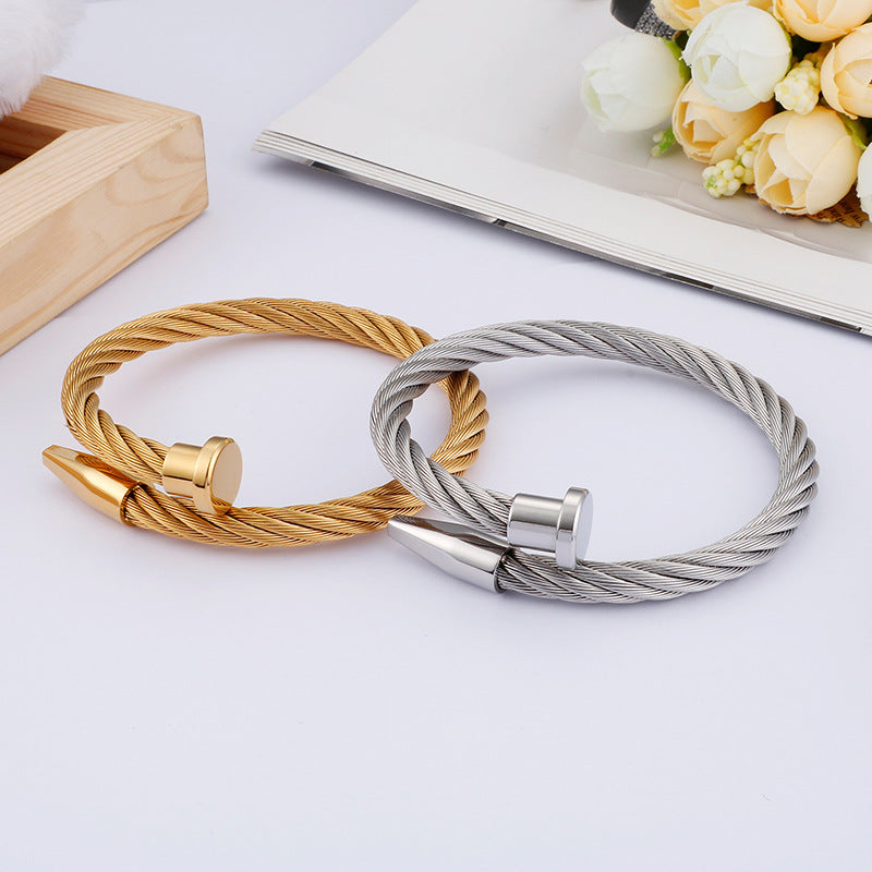 Nail Steel Wire Bracelet Bracelet – Stainless Steel Metal Texture