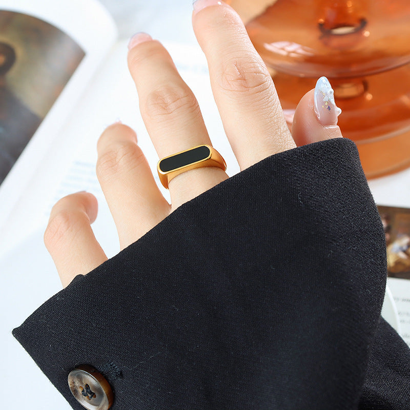 Elegant Gold-Plated Titanium Ring with Exaggerated Geometric Design