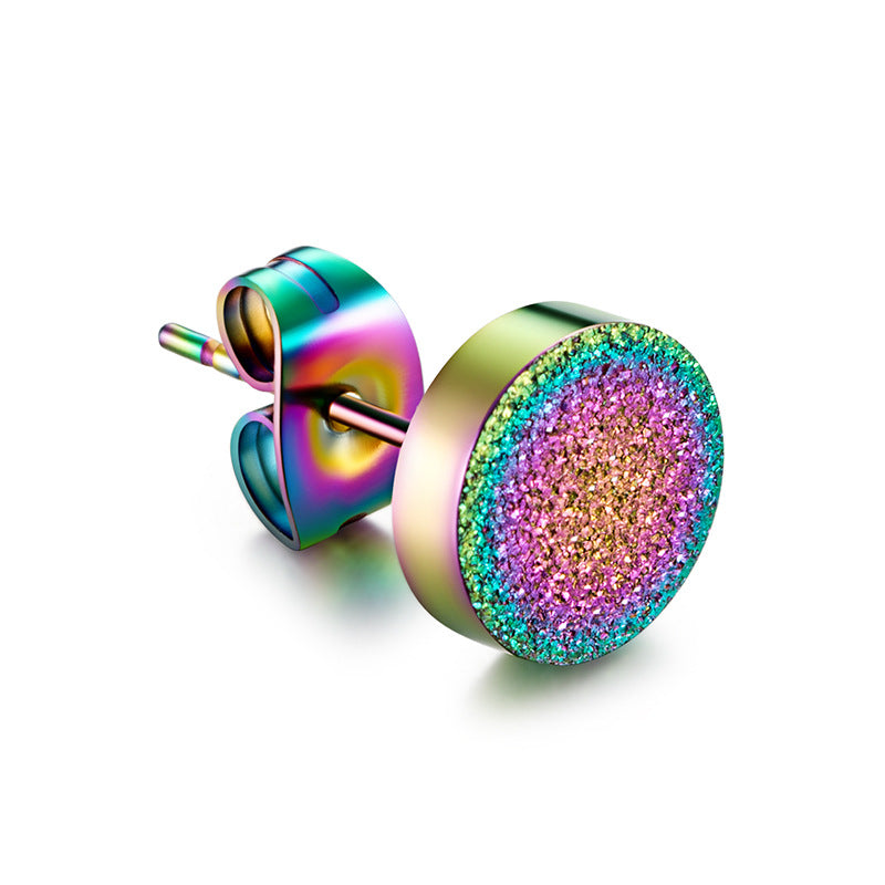 Titanium Steel Matte Stud Earrings for Men, Hipster Earclips