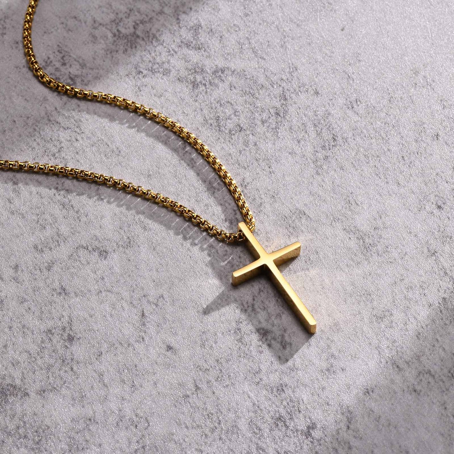 Stainless Steel Bare Cross Pearl Chain Necklace for Men and Women