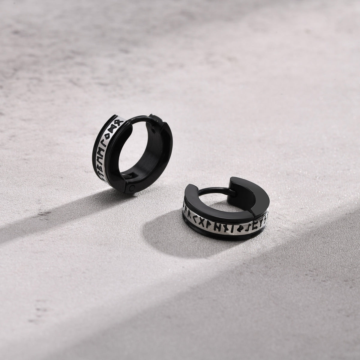 Stainless Steel Viking Black Earrings