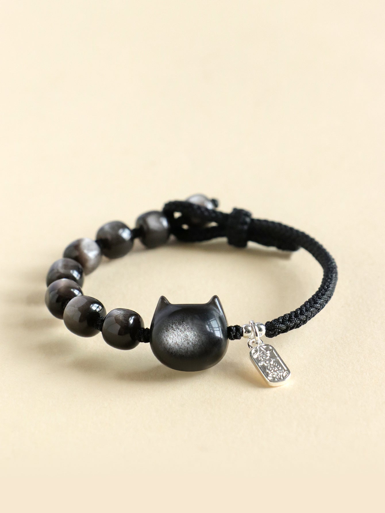 Planderful Fortune's Favor Bracelet – Unique Silver Obsidian Design