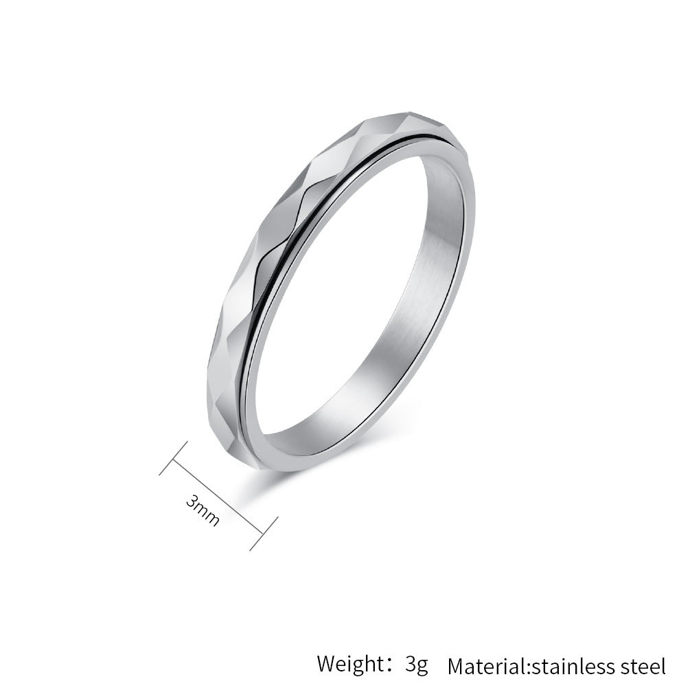 Steel Ring – Minimalist Geometric Rotating Rhombus