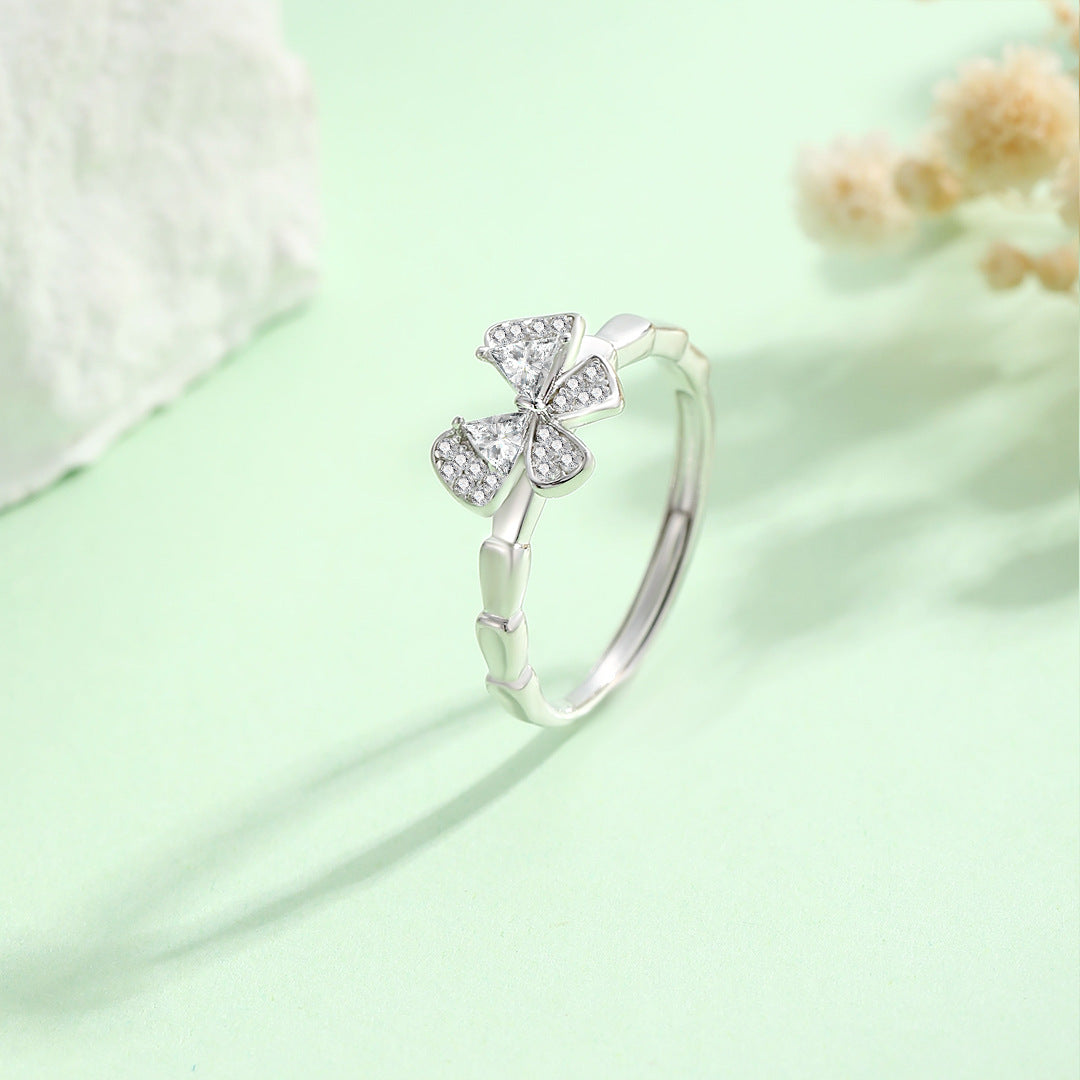 Planderful S925 Sterling Silver Butterfly Ring For Women Adjustable Size Chic Fashion Accessory