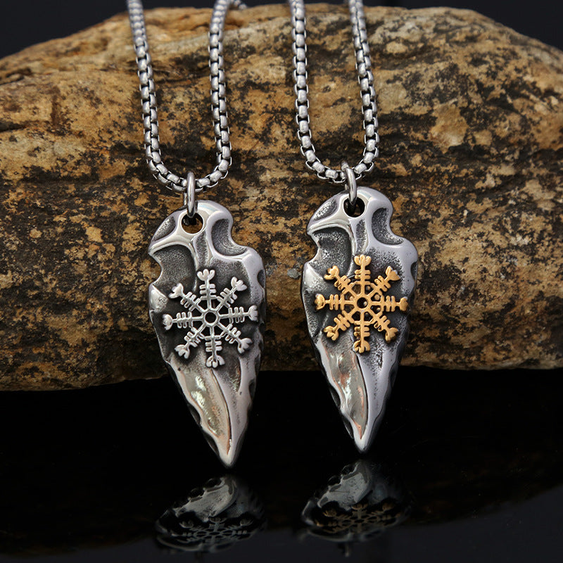 Titanium Steel Viking Compass Rune Men's Pendant Neck Chain