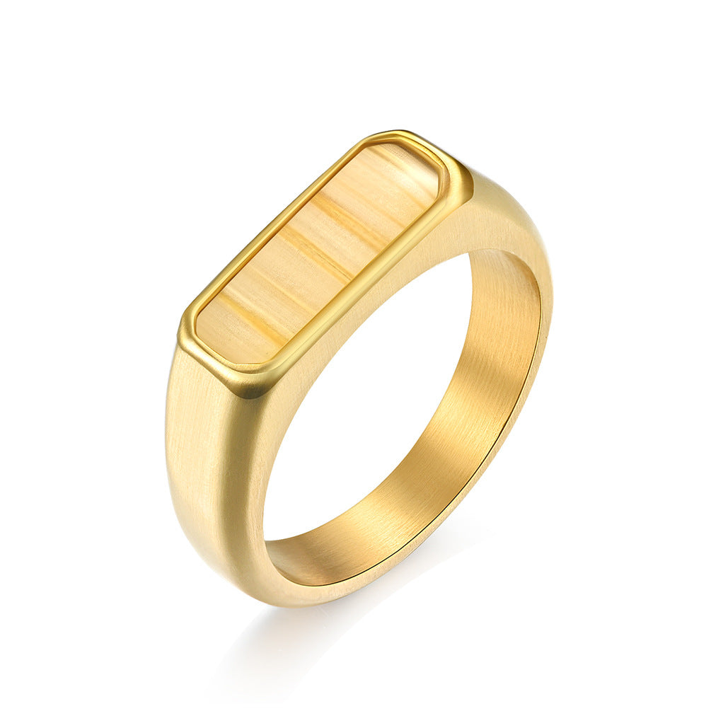 Planderful Unisex Titanium Steel Parquet Ring Durable For Literary Style Lovers Everyday Genie Sizes 7 To 12