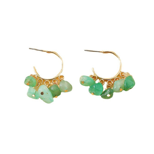 Enamel Gravel Earrings with C-Shaped Stones - Vienna Verve Collection by Planderful