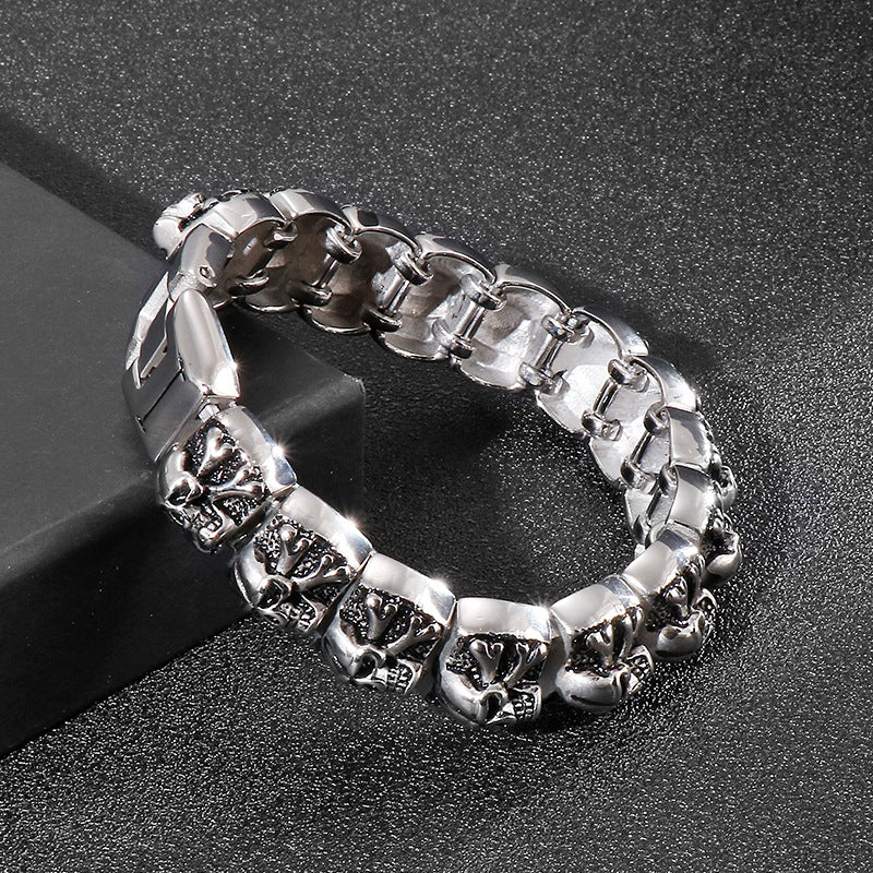 Old Ghost Head Skull Men's Titanium Steel Bracelet