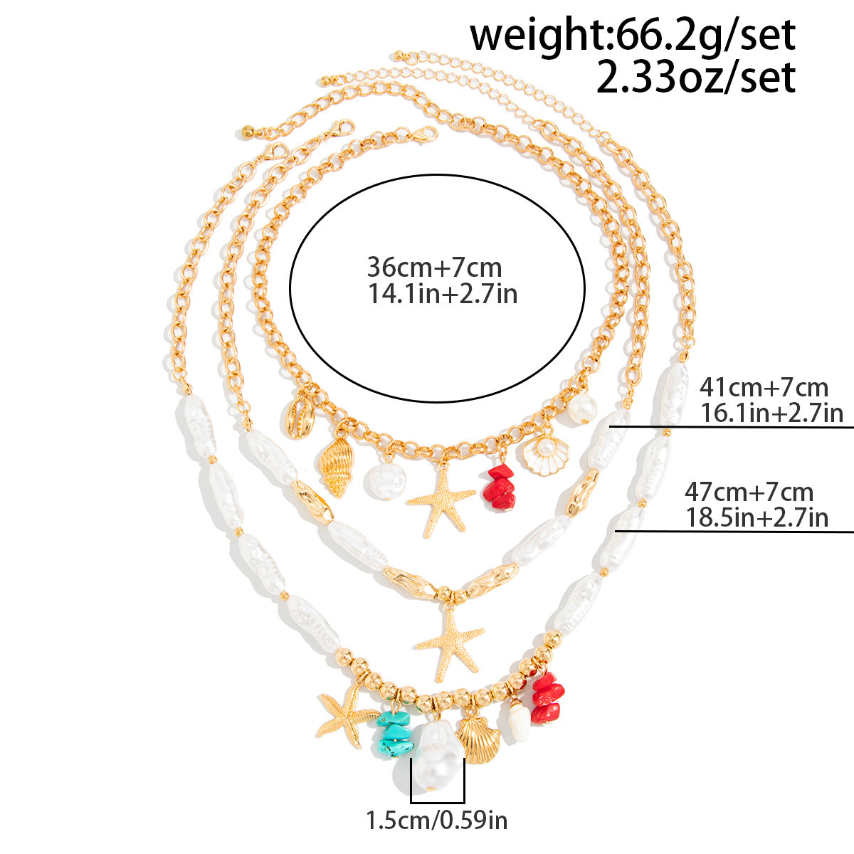 Shell, Starfish & Pearl Coastal Necklace