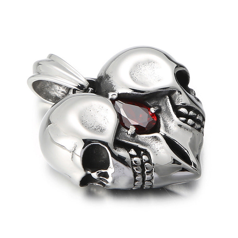 Retro Love Skull Couple Pendant - Punk Style Zircon-Encrusted Jewelry for Men and Gifts