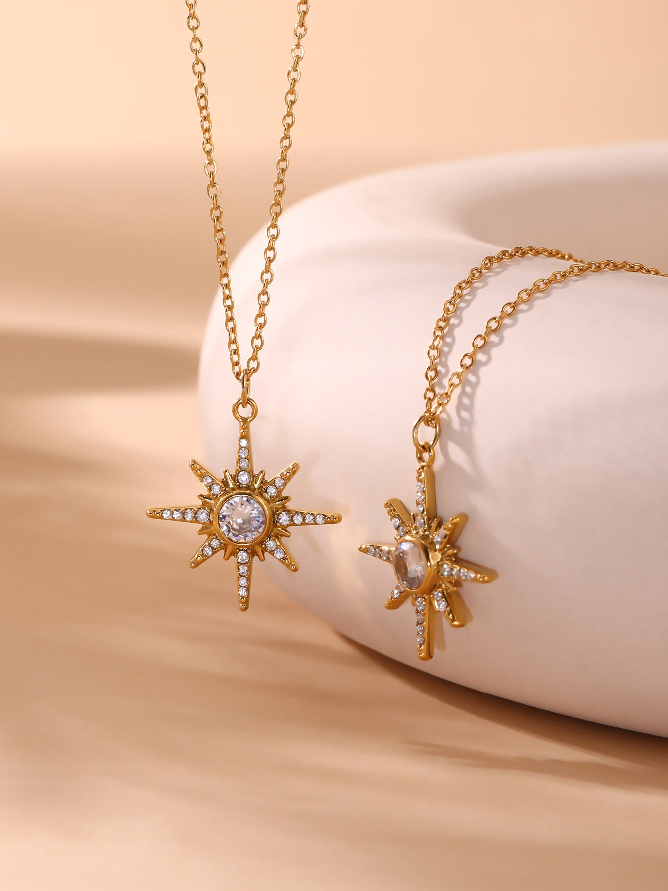 Planderful 18K Gold Dual Layer Octagram Zircon Necklace