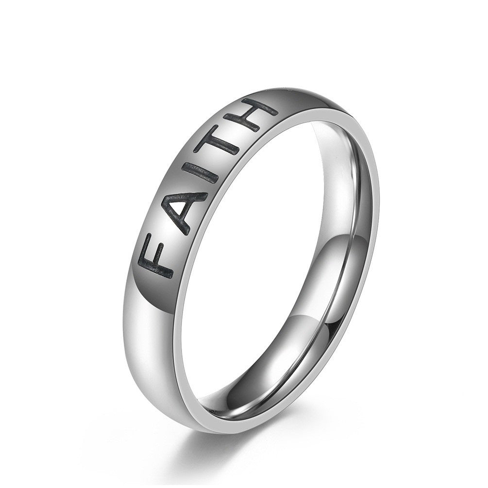Love Hope Faith Stainless Steel Engraving Ring Unisex Gifts