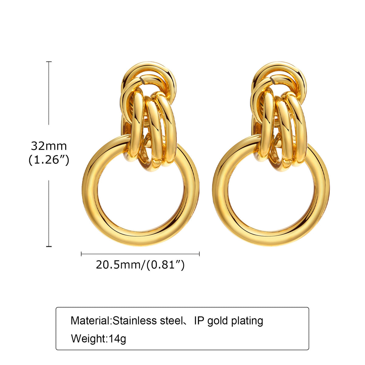 Modern Gold-Tone Stainless Steel Earrings