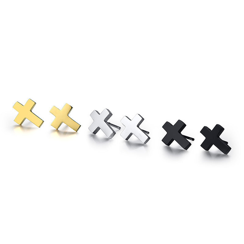Minimalist Cross Stud Earring — Single