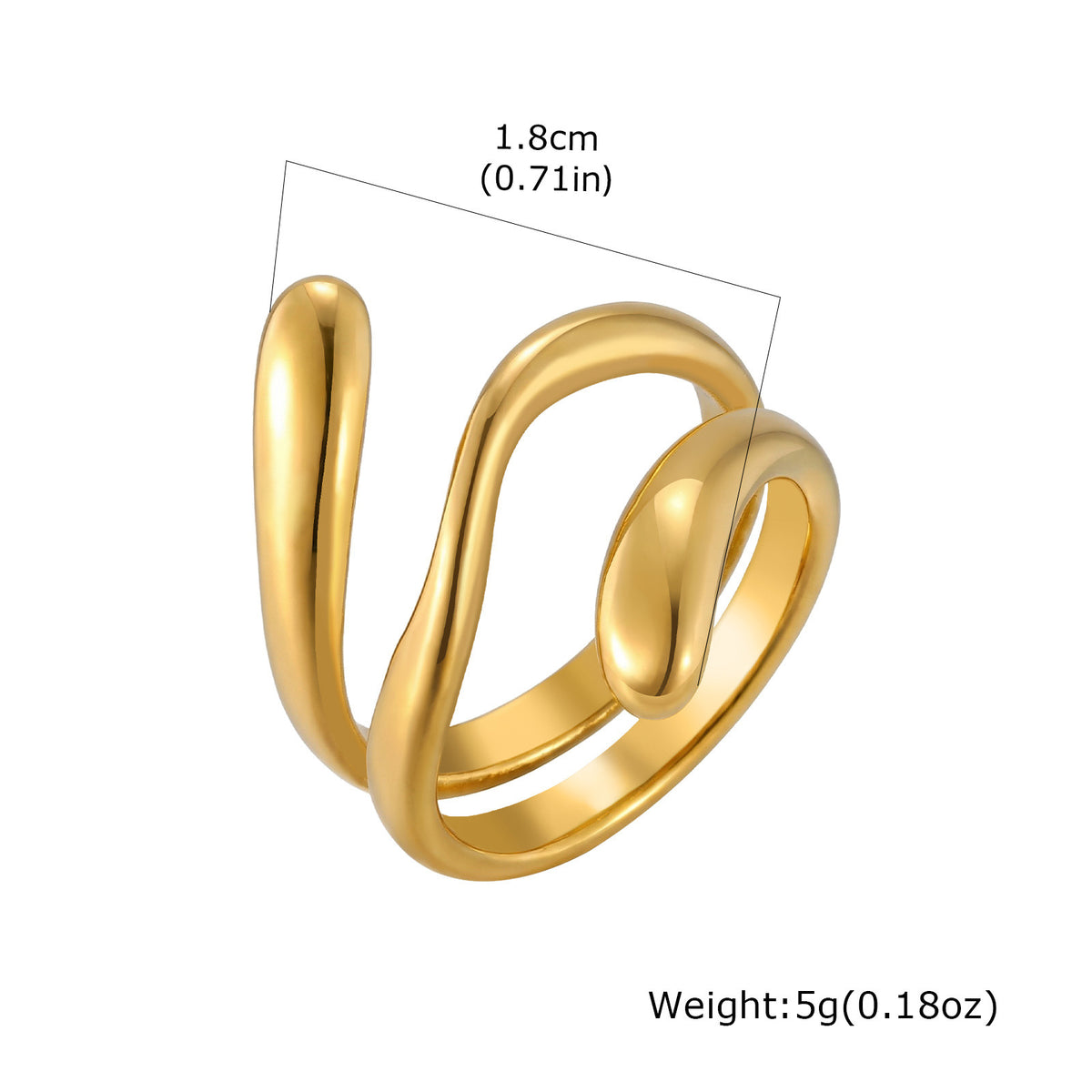 Stainless Steel Multi-Level Water Drop Geometric Water Drop Shape – Ring