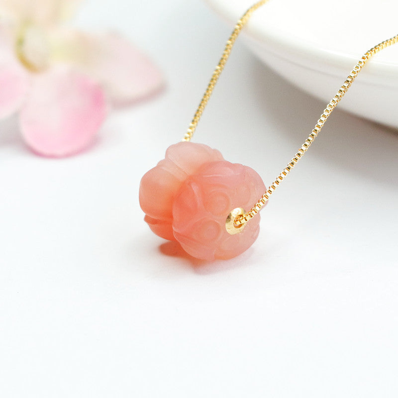 Yanyuan Agate Lotus Pod 18K Gold-Set Pendant — No Chain