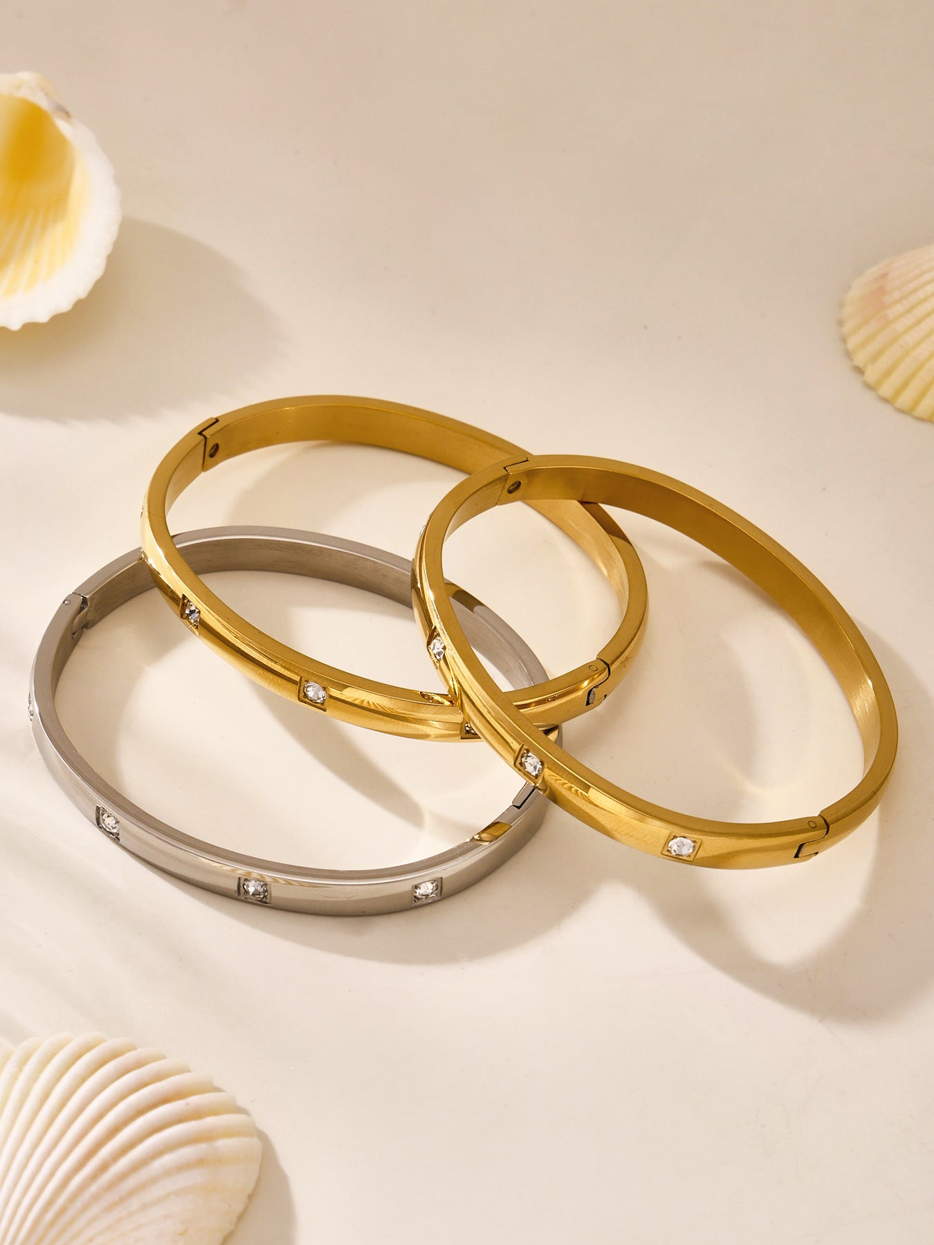 Planderful Zircon Encrusted Titanium Bracelet For Women