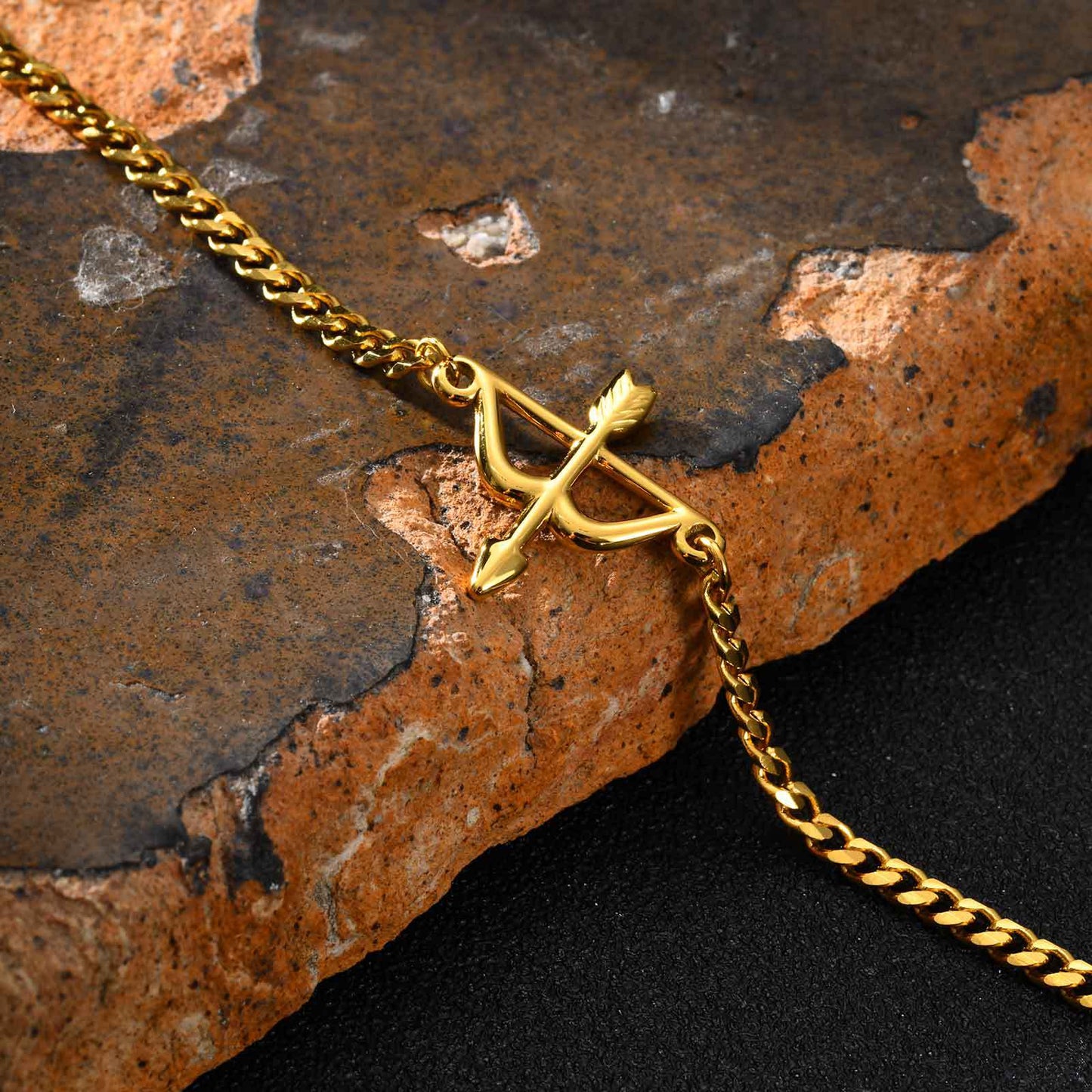 Planderful Geometric Bow And Arrow Bracelet Men Steel Gold