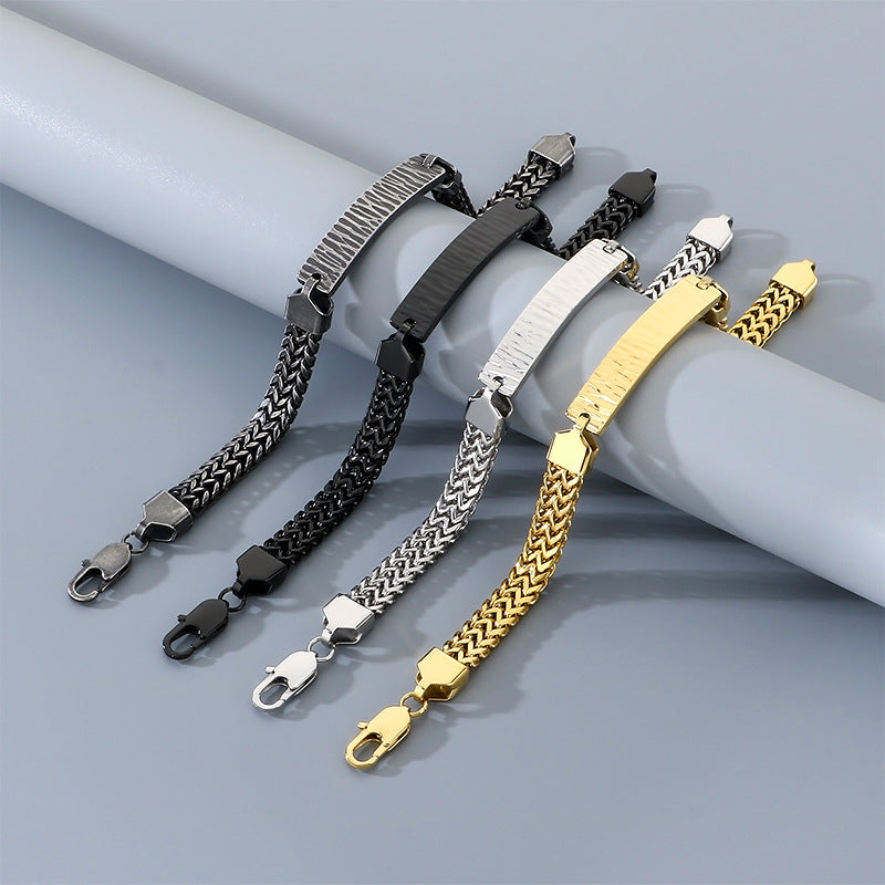 Style Titanium Steel Front & Back Chain Bracelet – Stainless Steel Curved Bar