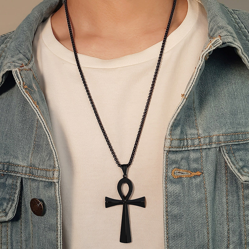 Jewelry Cross Pendant 64MM Stainless Steel Anka Gold for Men