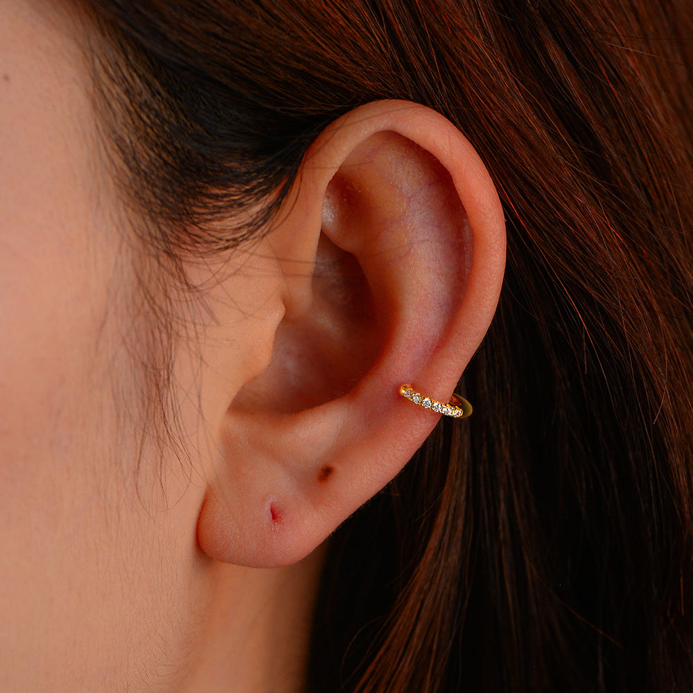 Planderful S925 Sterling Silver Ear Clips For Women Zircon C Shaped Stylish No Piercing Earrings