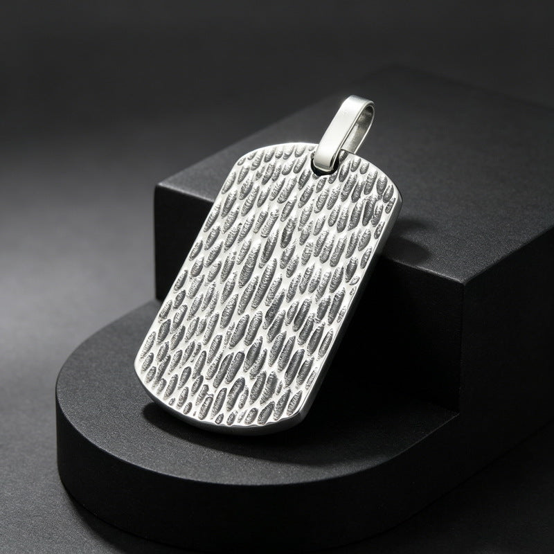 Trendy Retro And Old Hammer Pattern Military Brand Pendant, Fashionable And Water Ripple Necklace